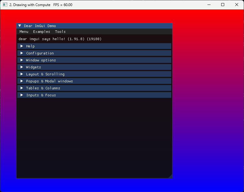 ImGui demo window